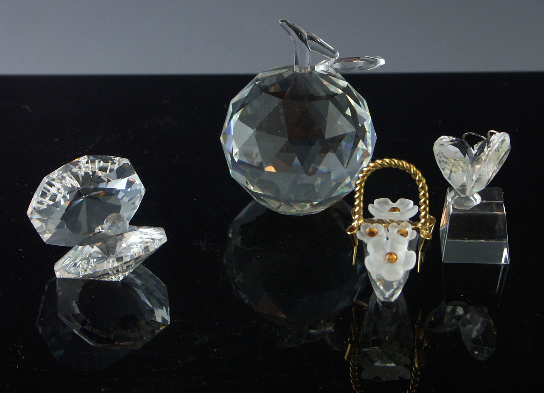 Six Crystal Miniature Figurines
