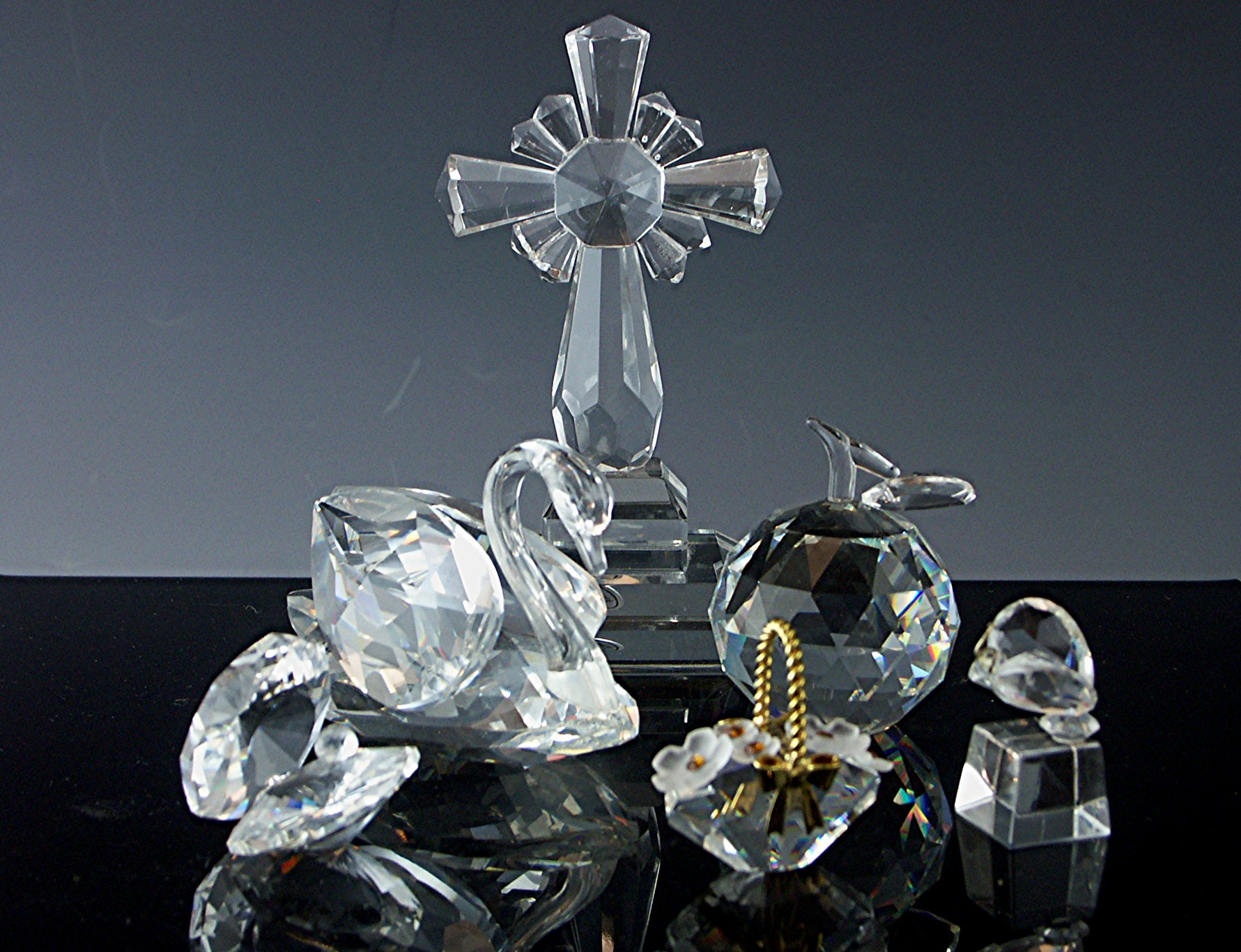 Six Crystal Miniature Figurines
