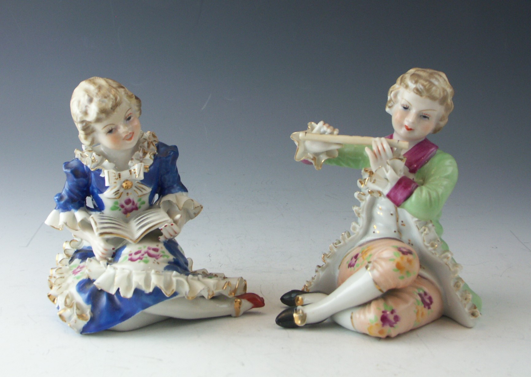 Vintage Porcelain Girl and Boy Figurine