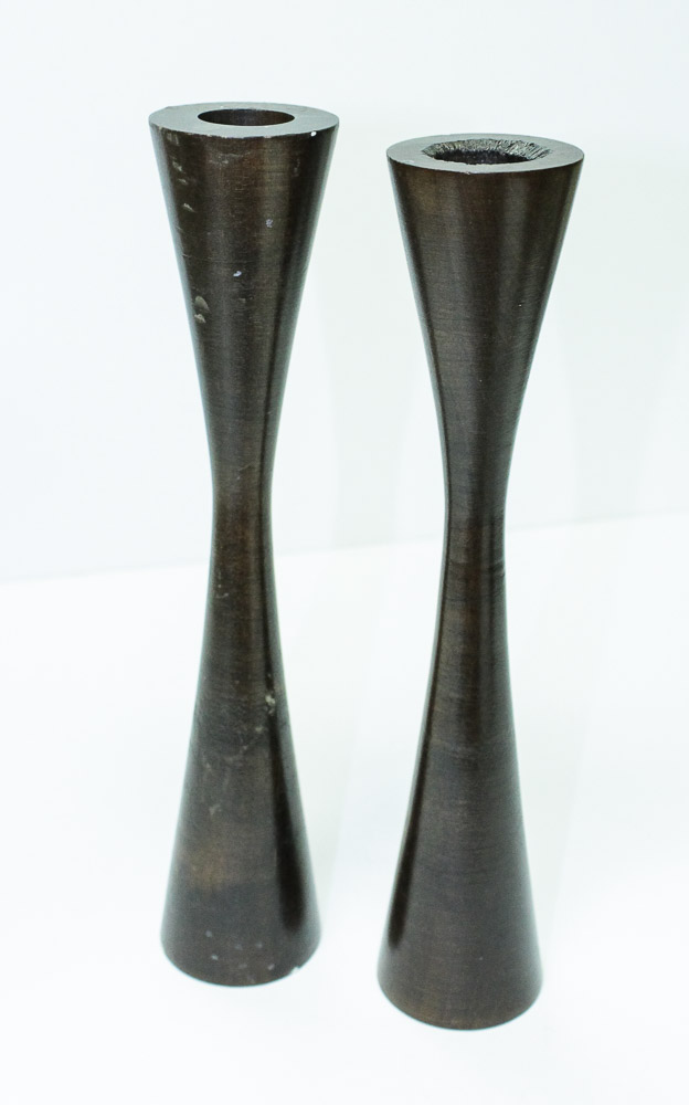 Three Pairs of Hand Turned Mid Century Modern Candlesticks