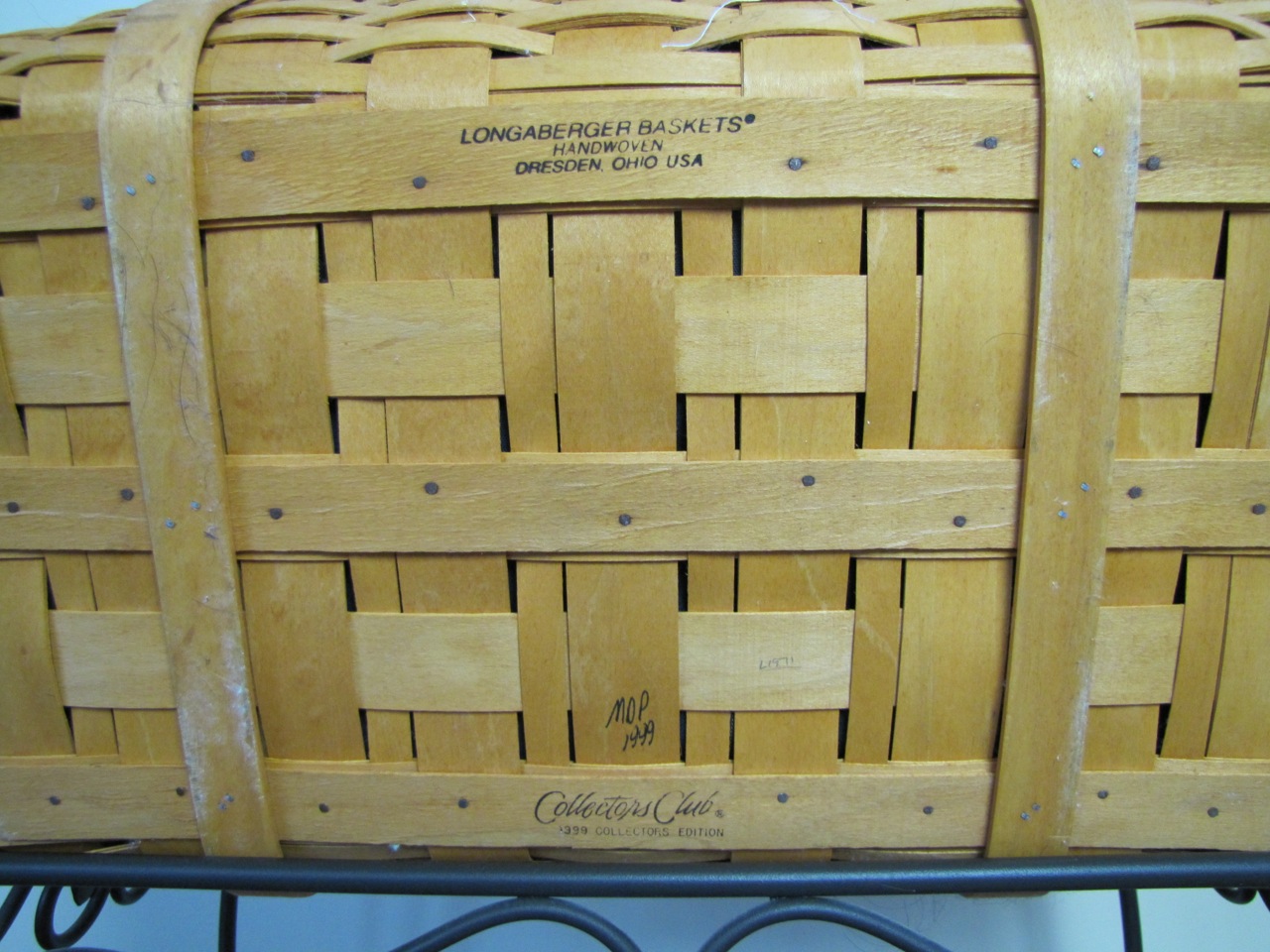 Longaberger Picnic Basket Set with Wrought Iron Stand and Inserts
