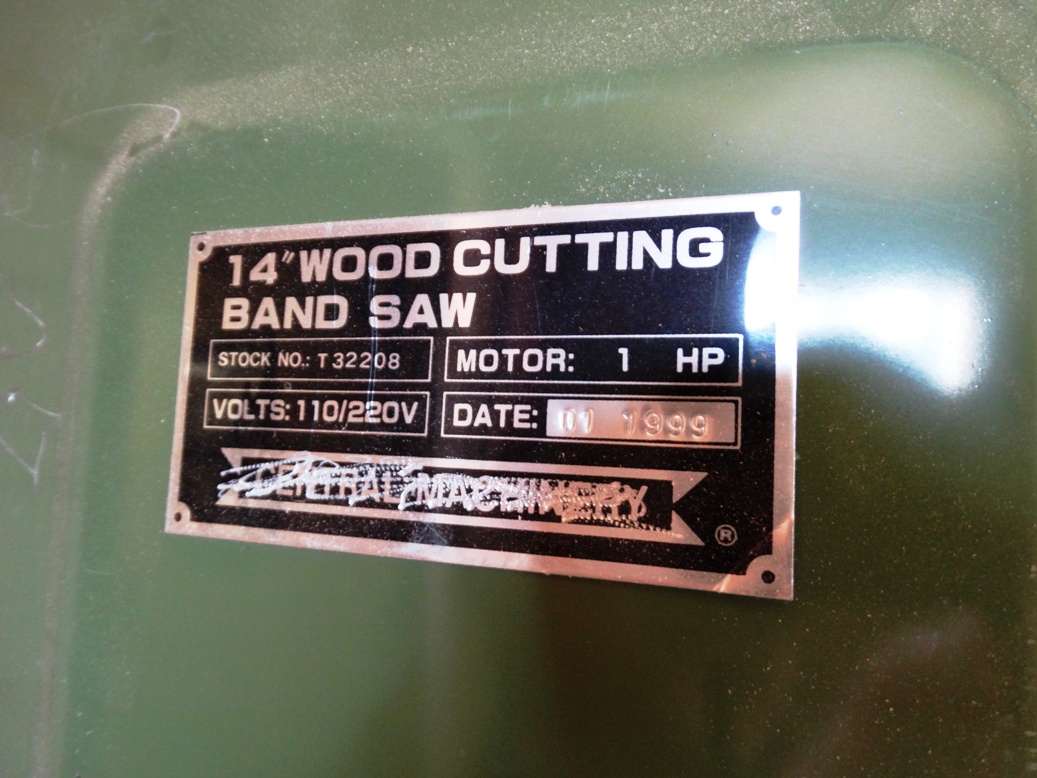 Central Machinery 14" Wood Cutting Band Saw