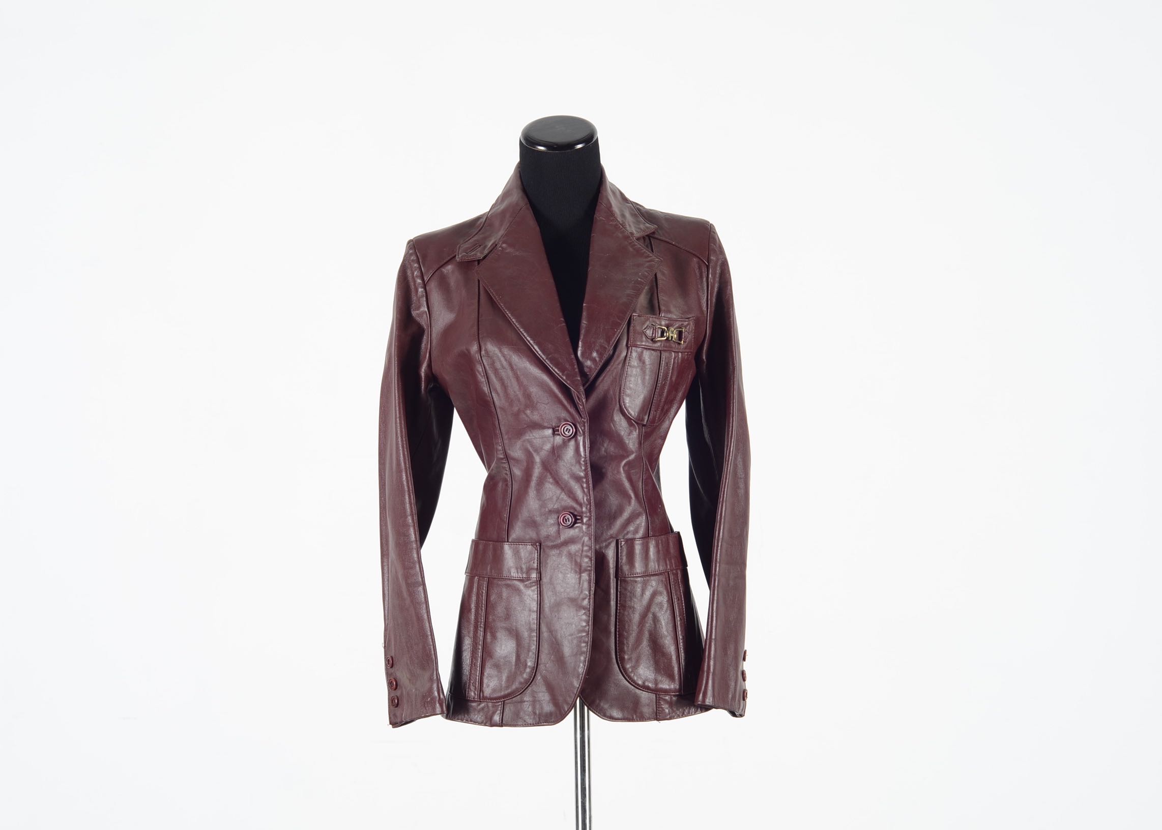 Etienne Aigner Burgundy Leather Jacket