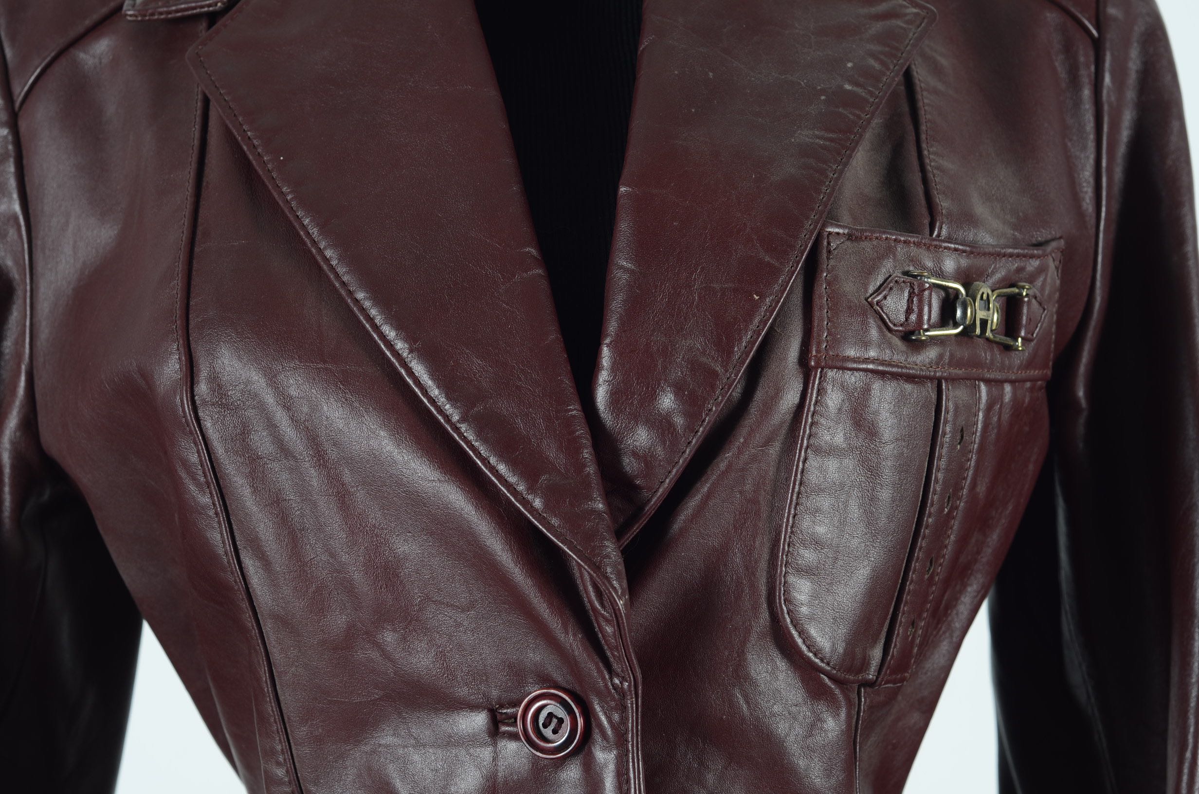 Etienne Aigner Burgundy Leather Jacket