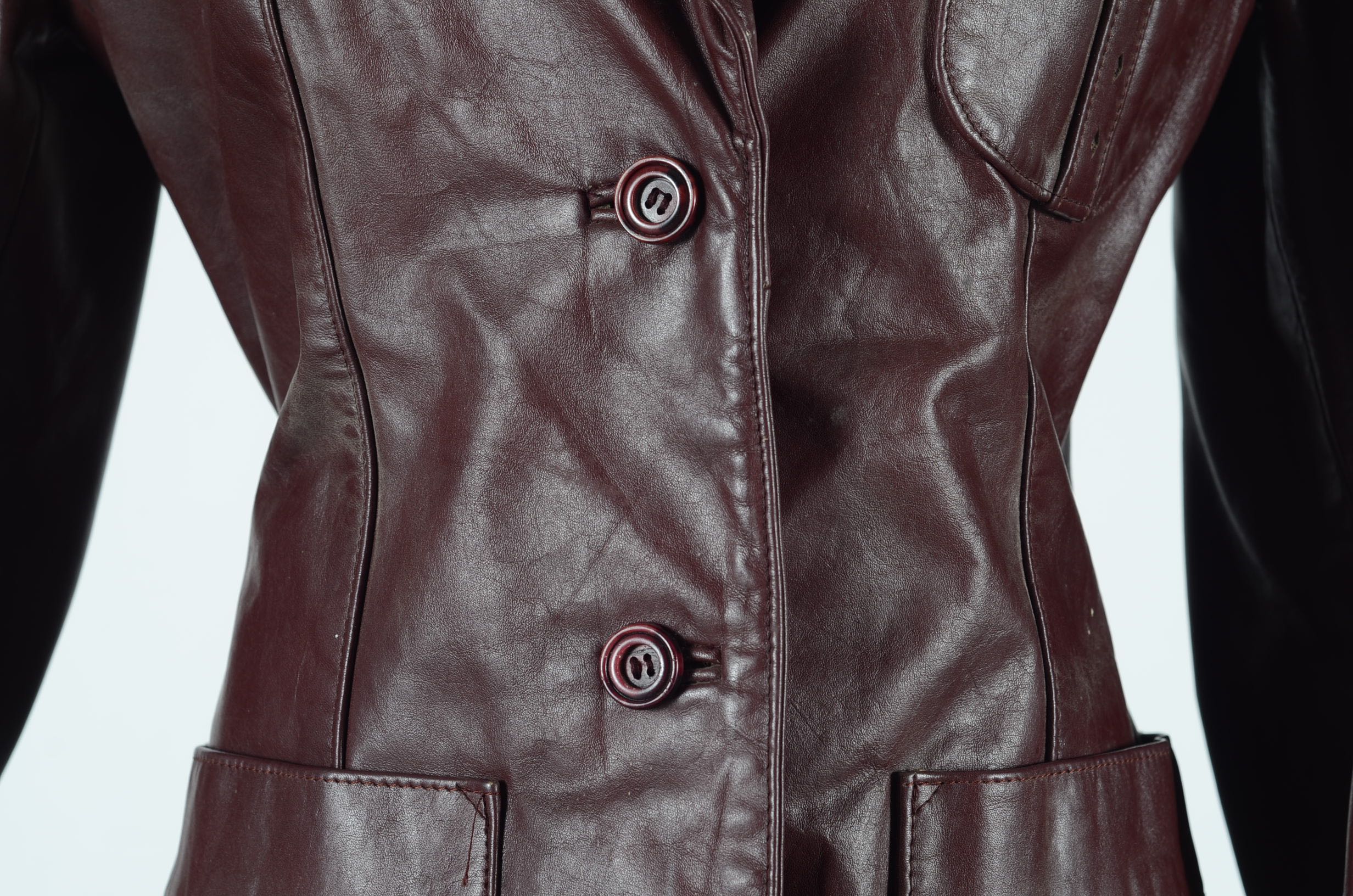 Etienne Aigner Burgundy Leather Jacket
