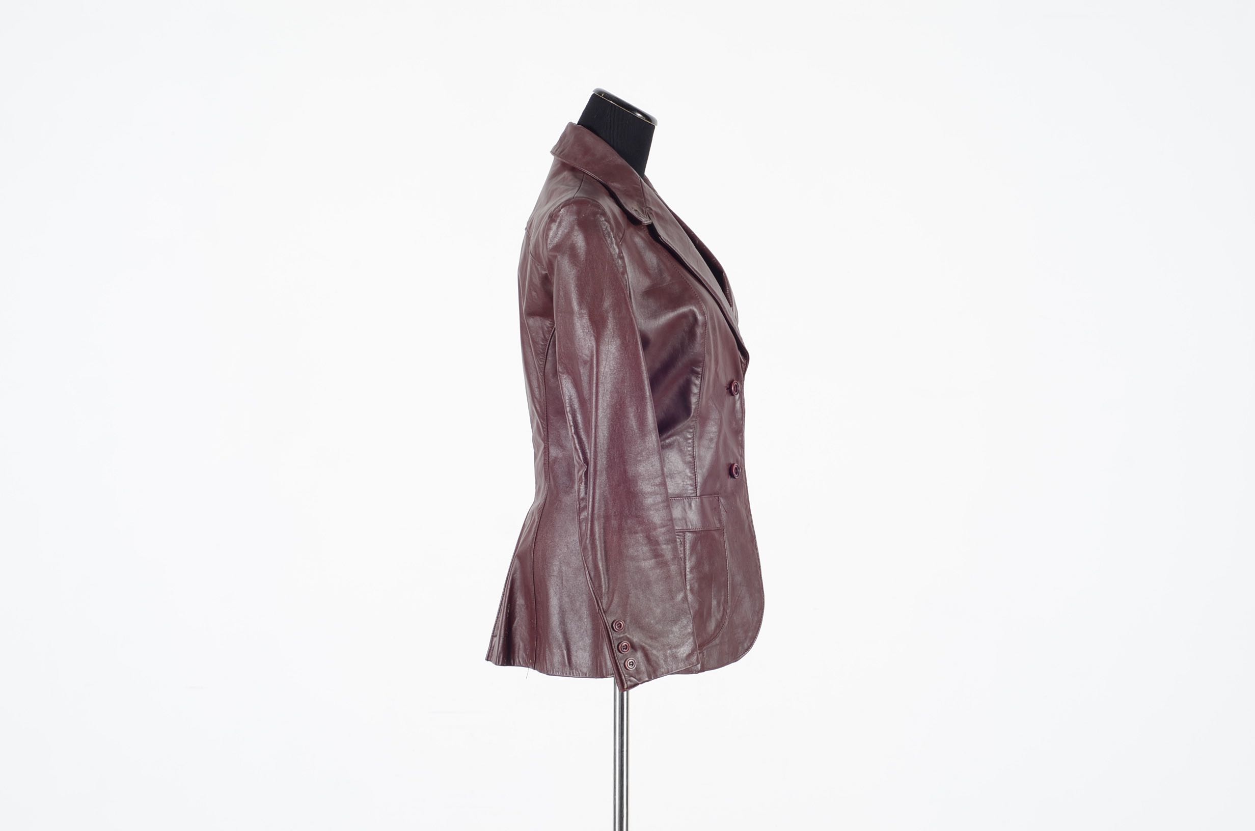 Etienne Aigner Burgundy Leather Jacket
