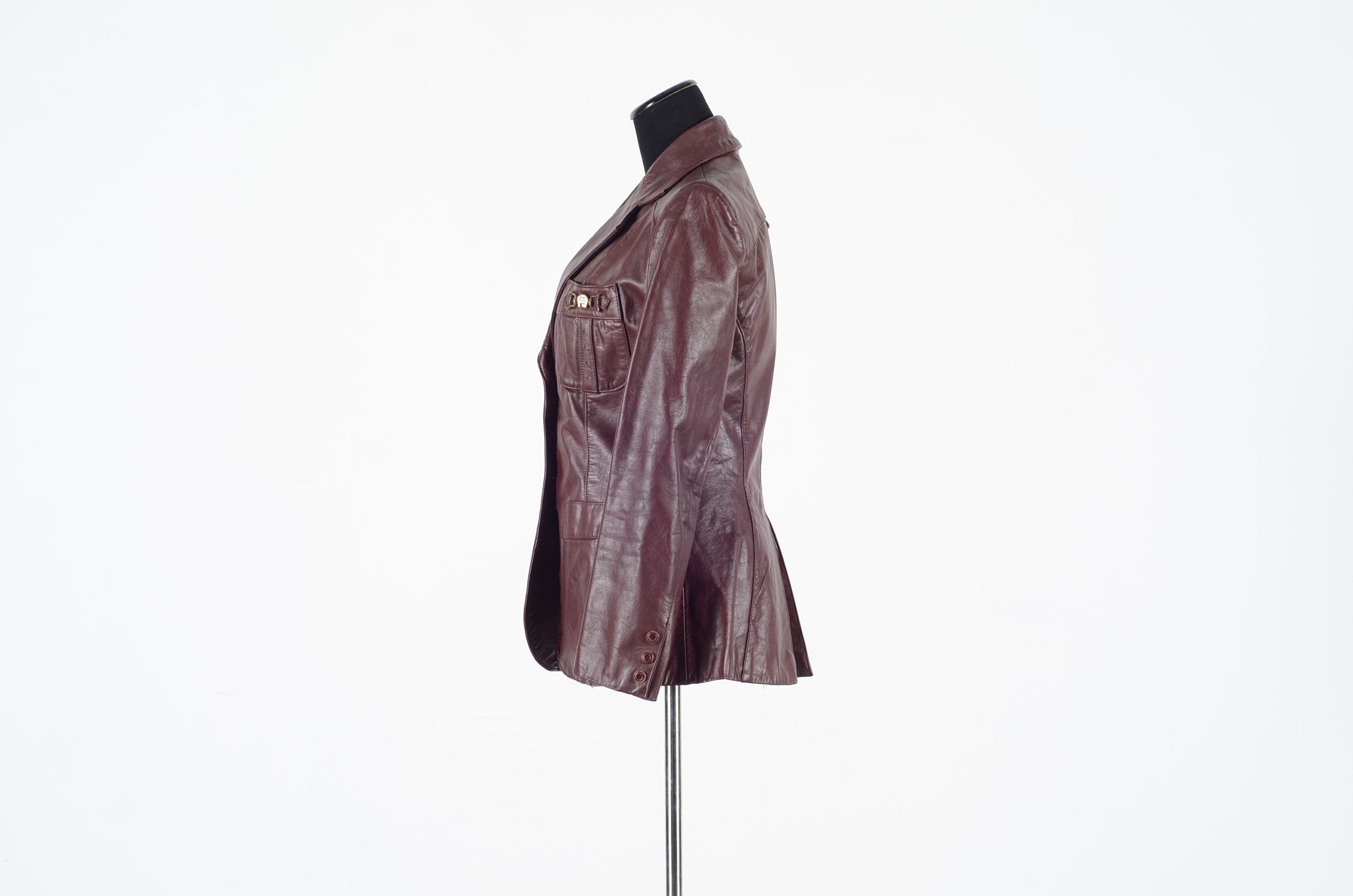 Etienne Aigner Burgundy Leather Jacket