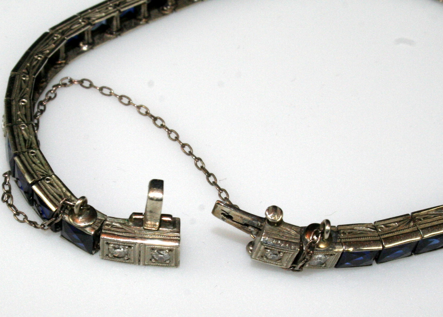Diamond and Sapphire Bracelet and Crystal Pin