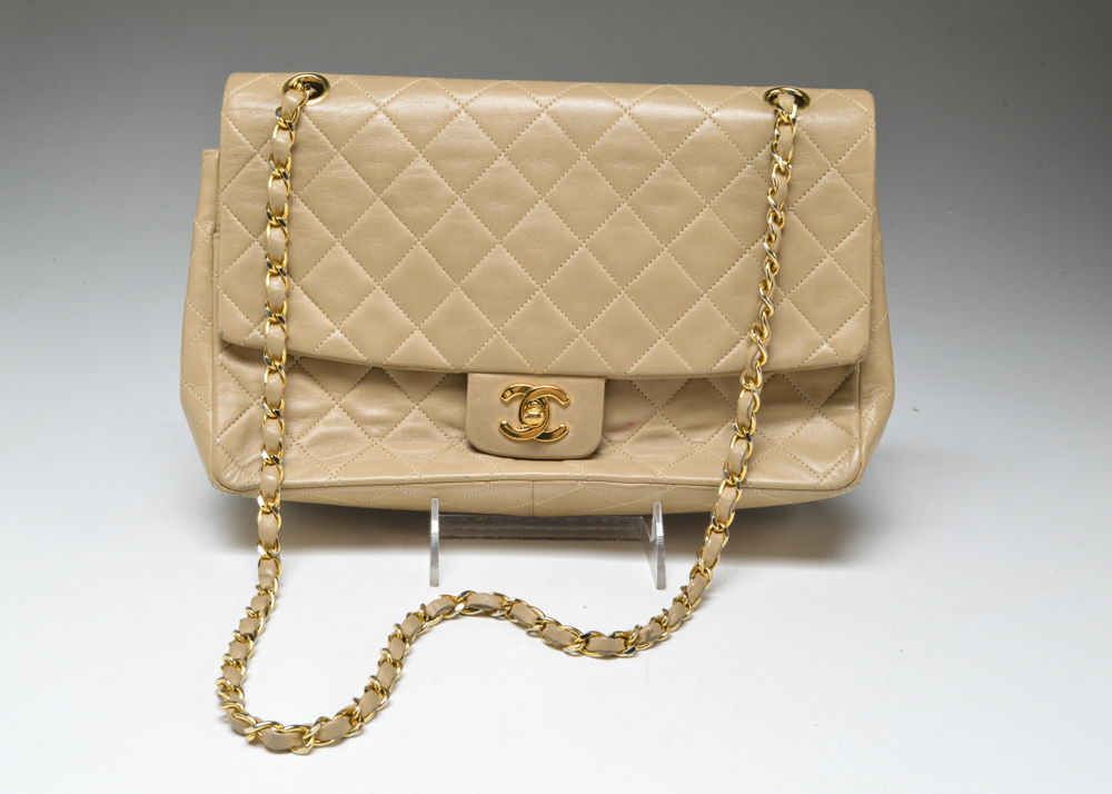 Chanel Designer Classic Flap Beige Bag