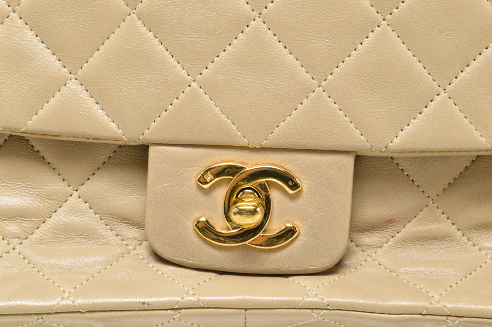 Chanel Designer Classic Flap Beige Bag