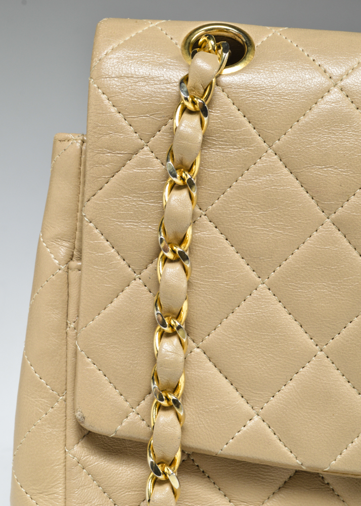 Chanel Designer Classic Flap Beige Bag