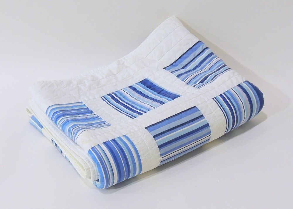 Blue and White Quilted Blanket