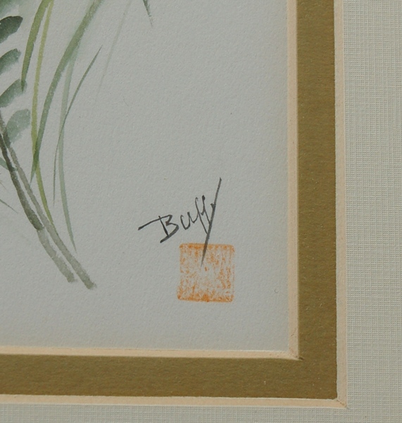 Pair of Original Asian Style Watercolors by Buffy Murai