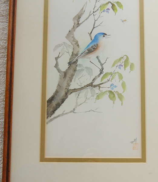 Pair of Original Asian Style Watercolors by Buffy Murai