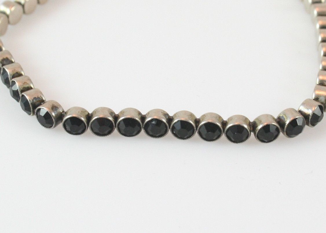 Vintage Sterling Bracelets with Faceted Onyx