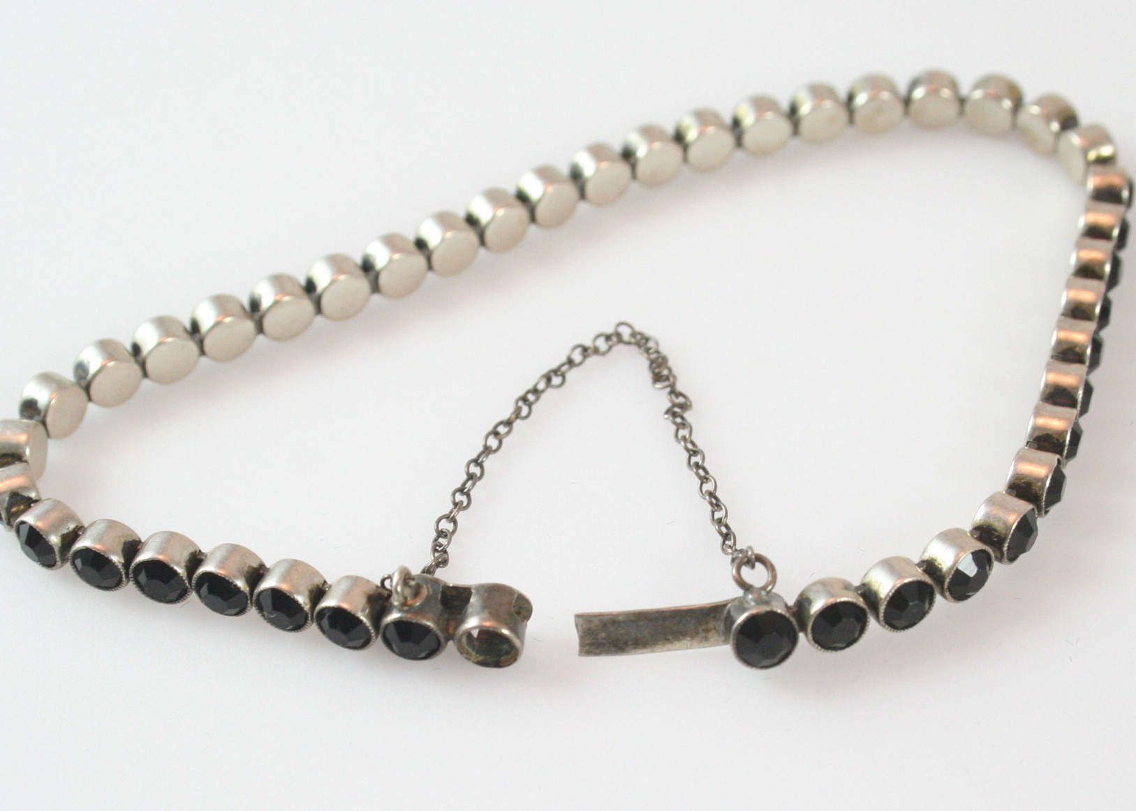 Vintage Sterling Bracelets with Faceted Onyx