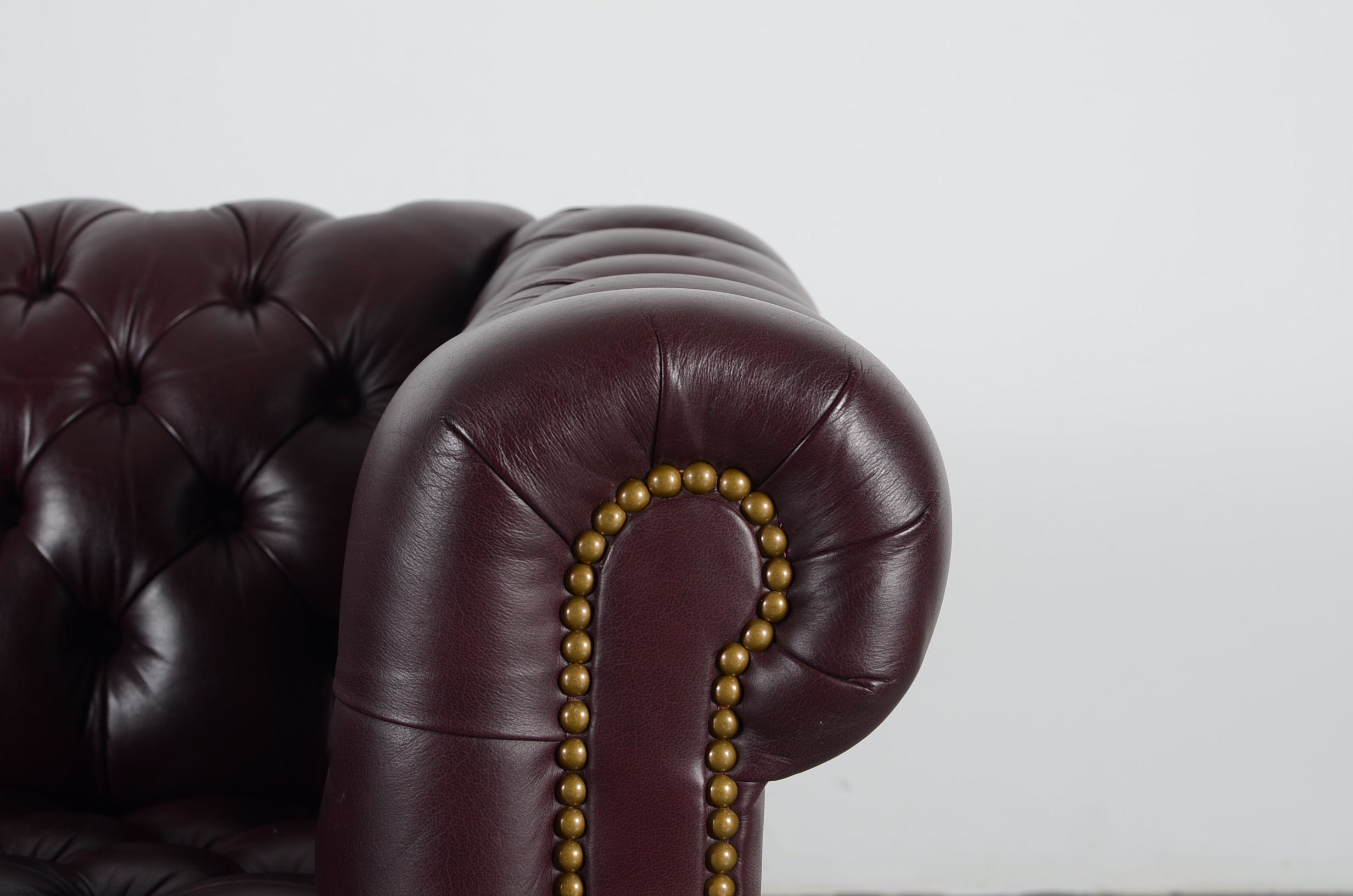 Hancock & Moore Burgundy Tufted Leather Chesterfield Sofa