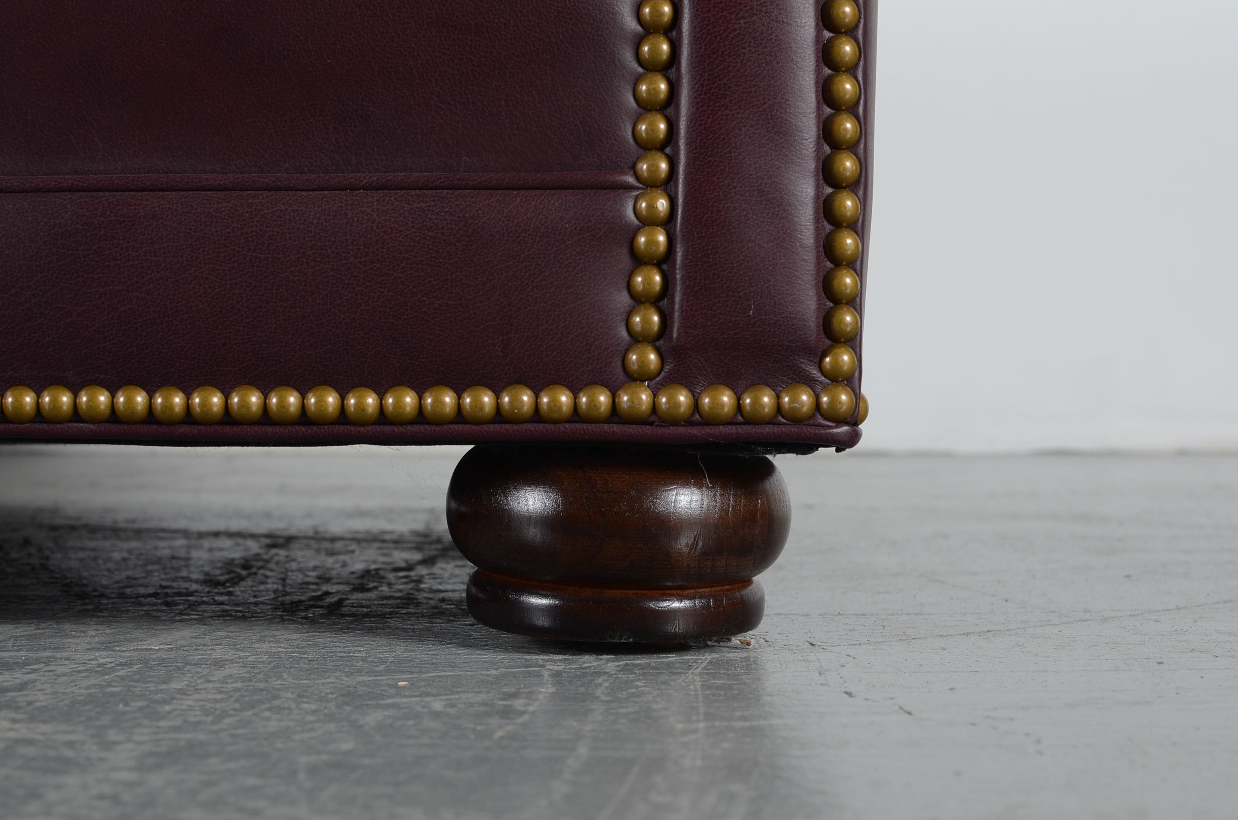 Hancock & Moore Burgundy Tufted Leather Chesterfield Sofa