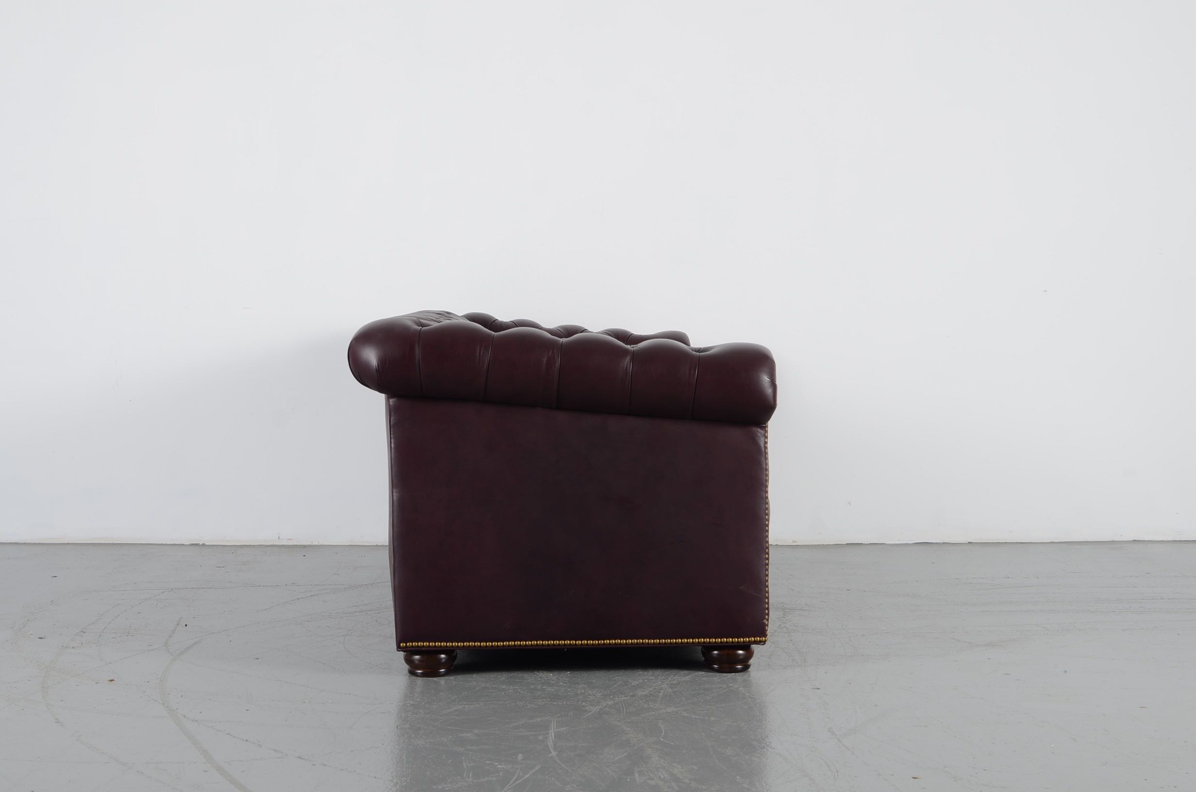 Hancock & Moore Burgundy Tufted Leather Chesterfield Sofa