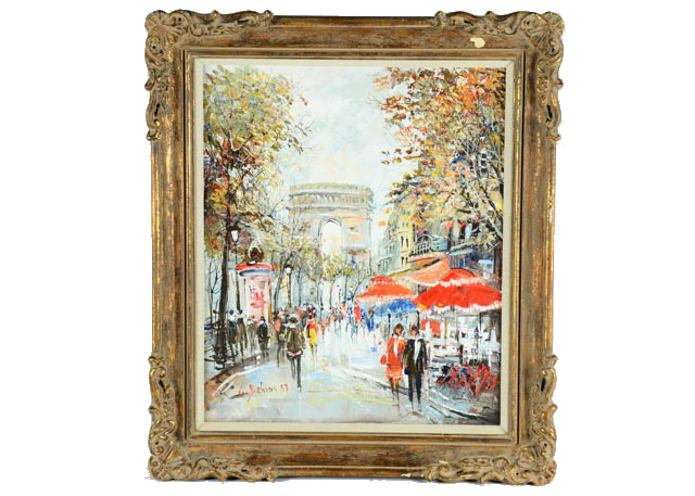 Original 1988 Georges Behras Arc de Triomphe Oil on Canvas | EBTH