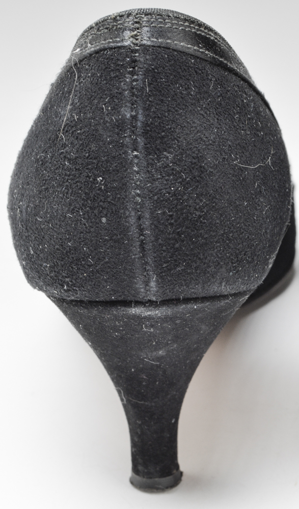 1950s Vintage Black Suede and Satin Pumps