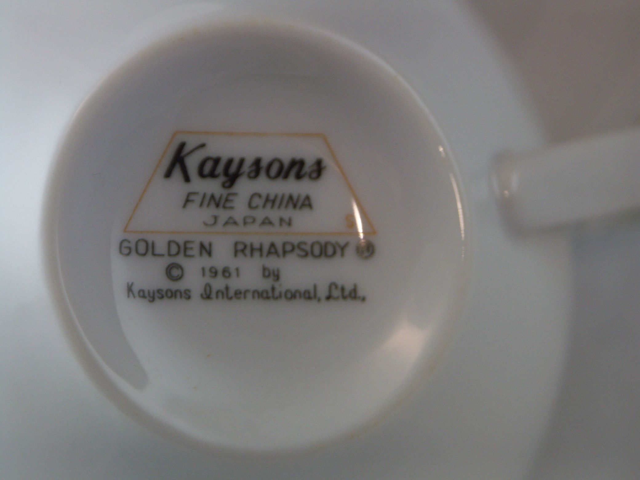 1961 Kaysons Fine China in Golden Rhapsody