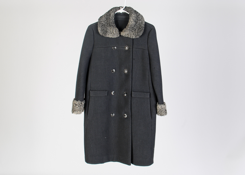 Women's 1960s Vintage Wool Coat with Fur Trim