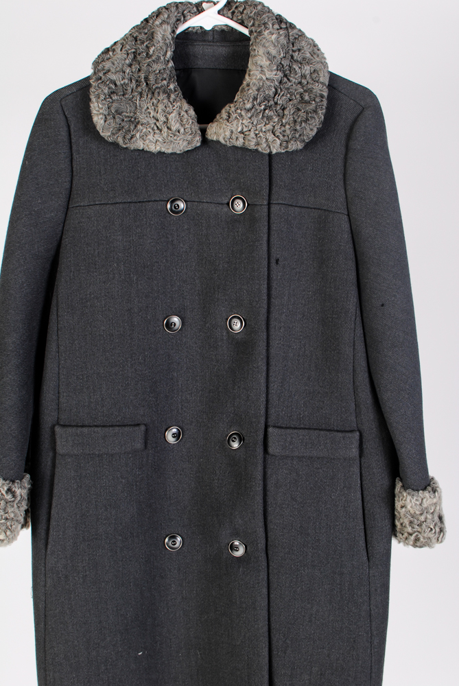 Women's 1960s Vintage Wool Coat with Fur Trim