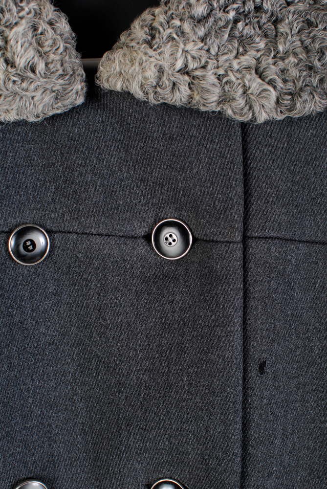 Women's 1960s Vintage Wool Coat with Fur Trim