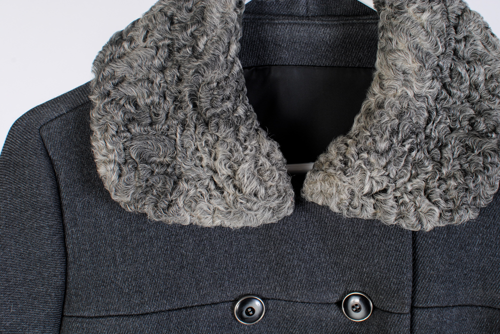 Women's 1960s Vintage Wool Coat with Fur Trim