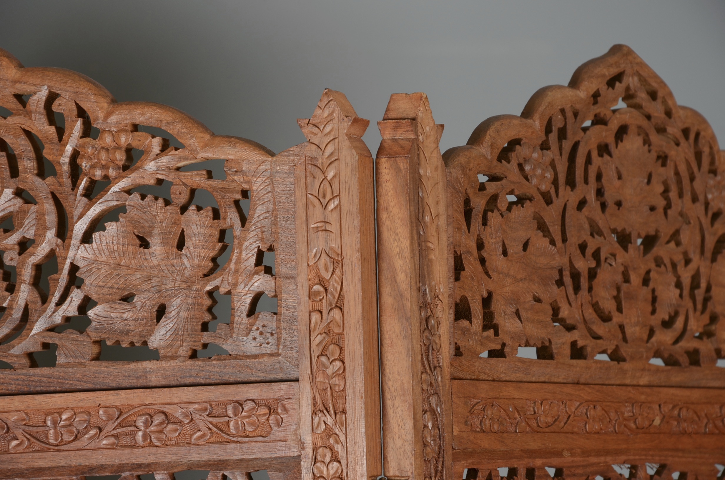 Large Hand-Carved Indian Sheesham Wood Screen
