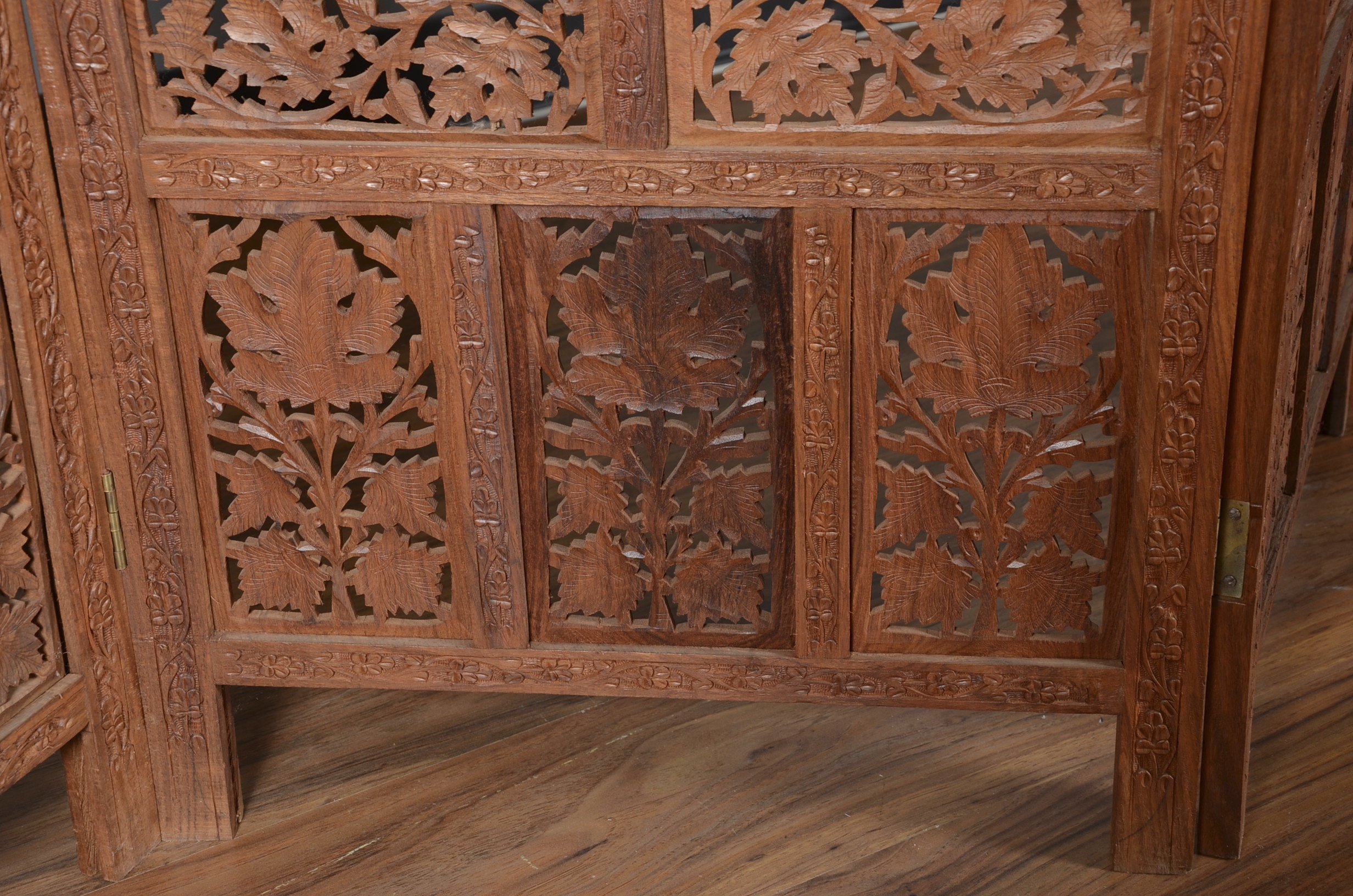 Large Hand-Carved Indian Sheesham Wood Screen