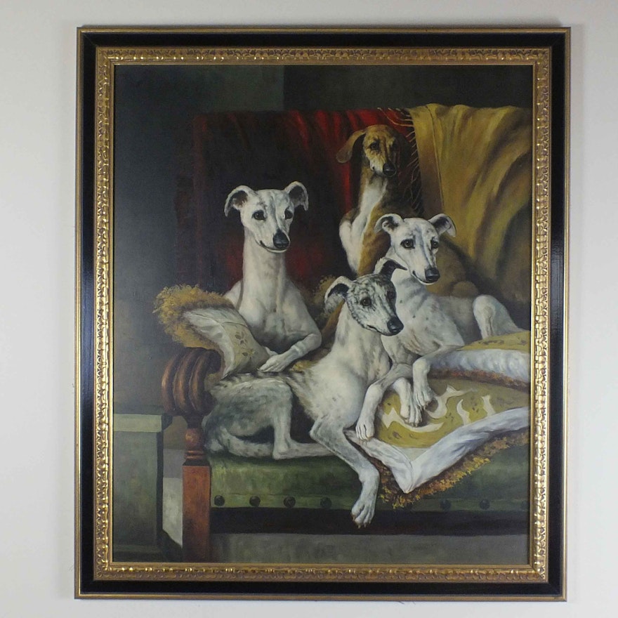 Whippet Dog Oil Painting