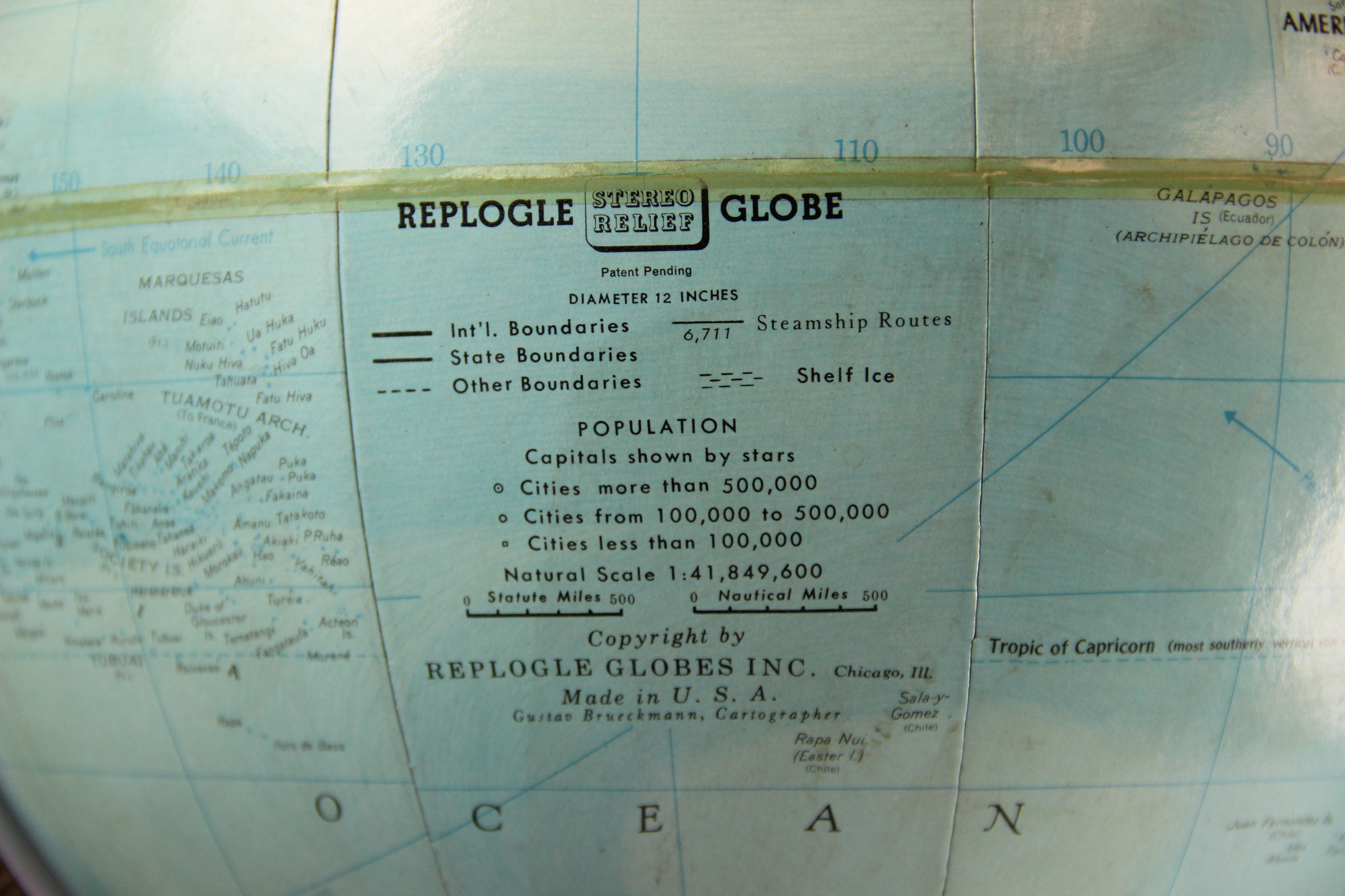 Vintage Replogle 'Stereo Relief' Globe