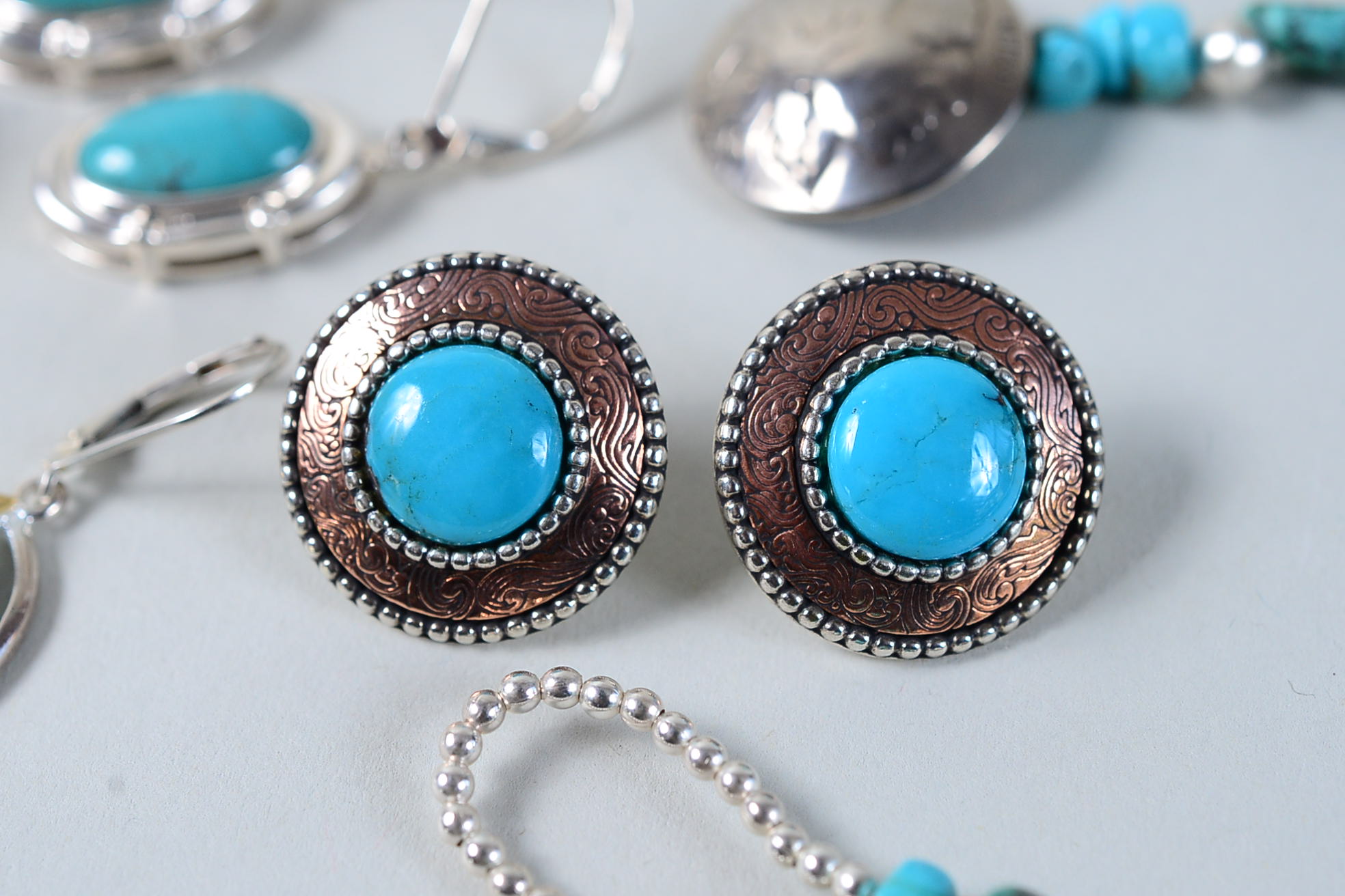 Sterling Silver&Turqoise Bracelet and Earrings