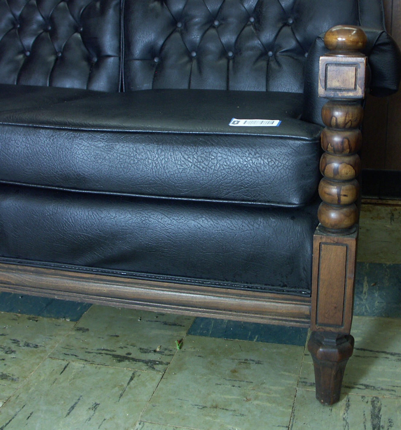 DeVille Furniture Modern Black Vinyl Sofa and Loveseat with Table