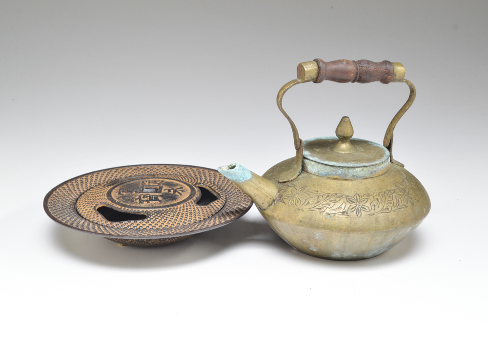Brass Teapot and Cast Iron Incense Burner