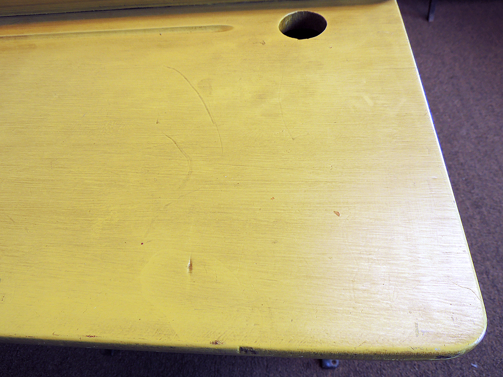 Vintage School Desk with Cast Iron Base