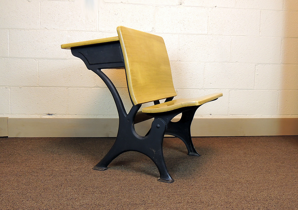 Vintage School Desk with Cast Iron Base