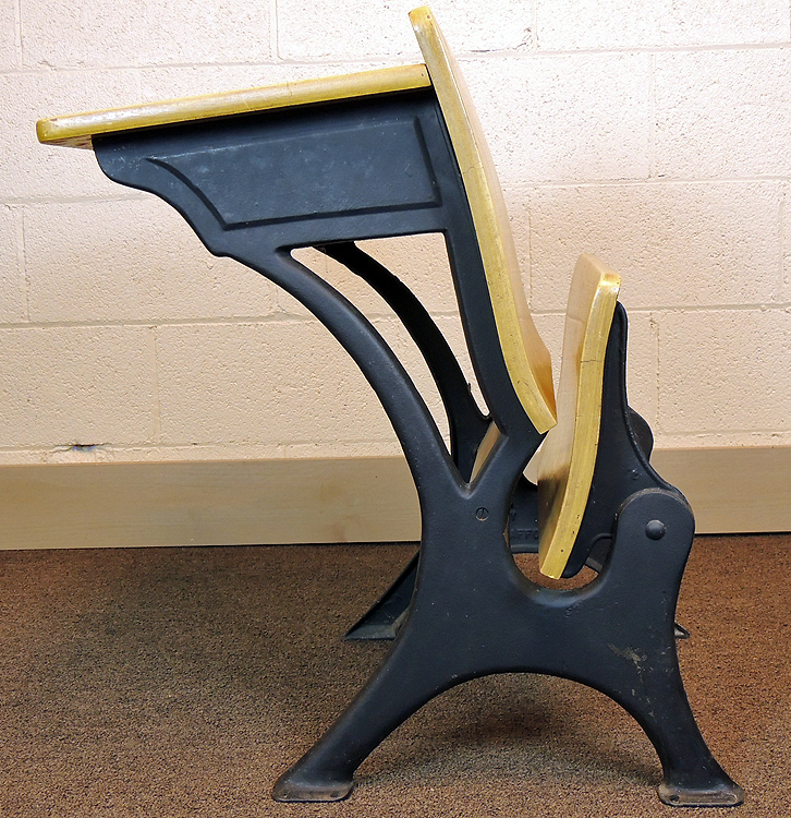 Vintage School Desk with Cast Iron Base