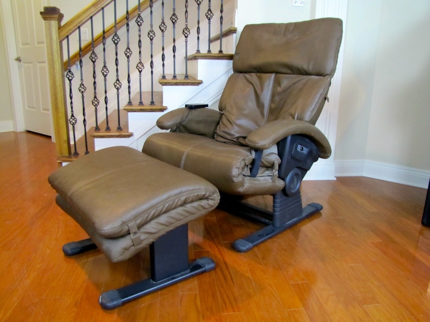Interactive Health Power Recliner and Massage Chair with Ottoman