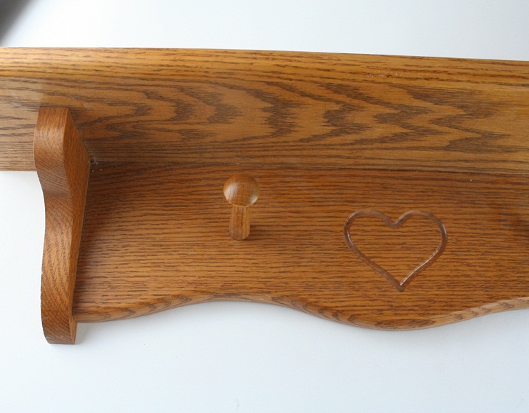 Decorative Oak Wall Shelf with Pegs