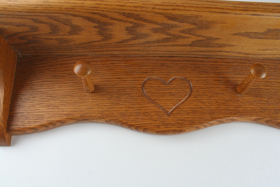 Decorative Oak Wall Shelf with Pegs