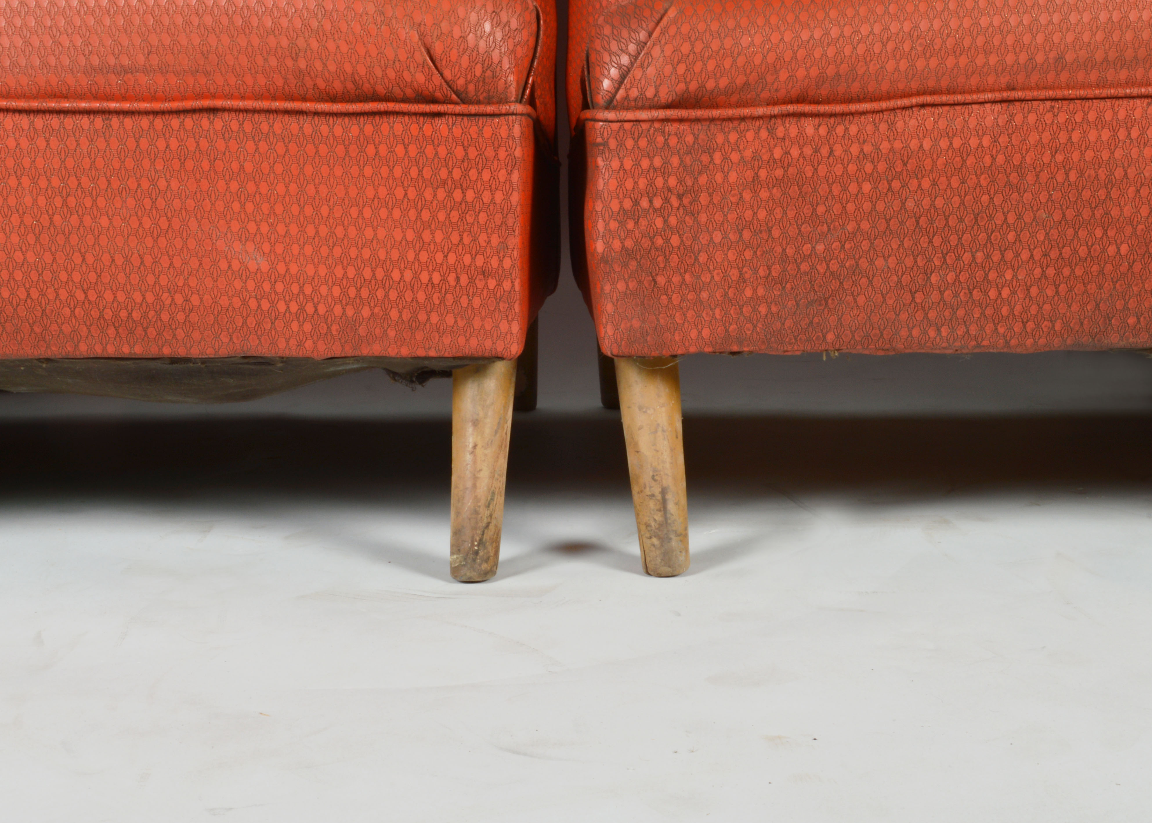 Vintage 1950s Red Vinyl Sectional Sofa