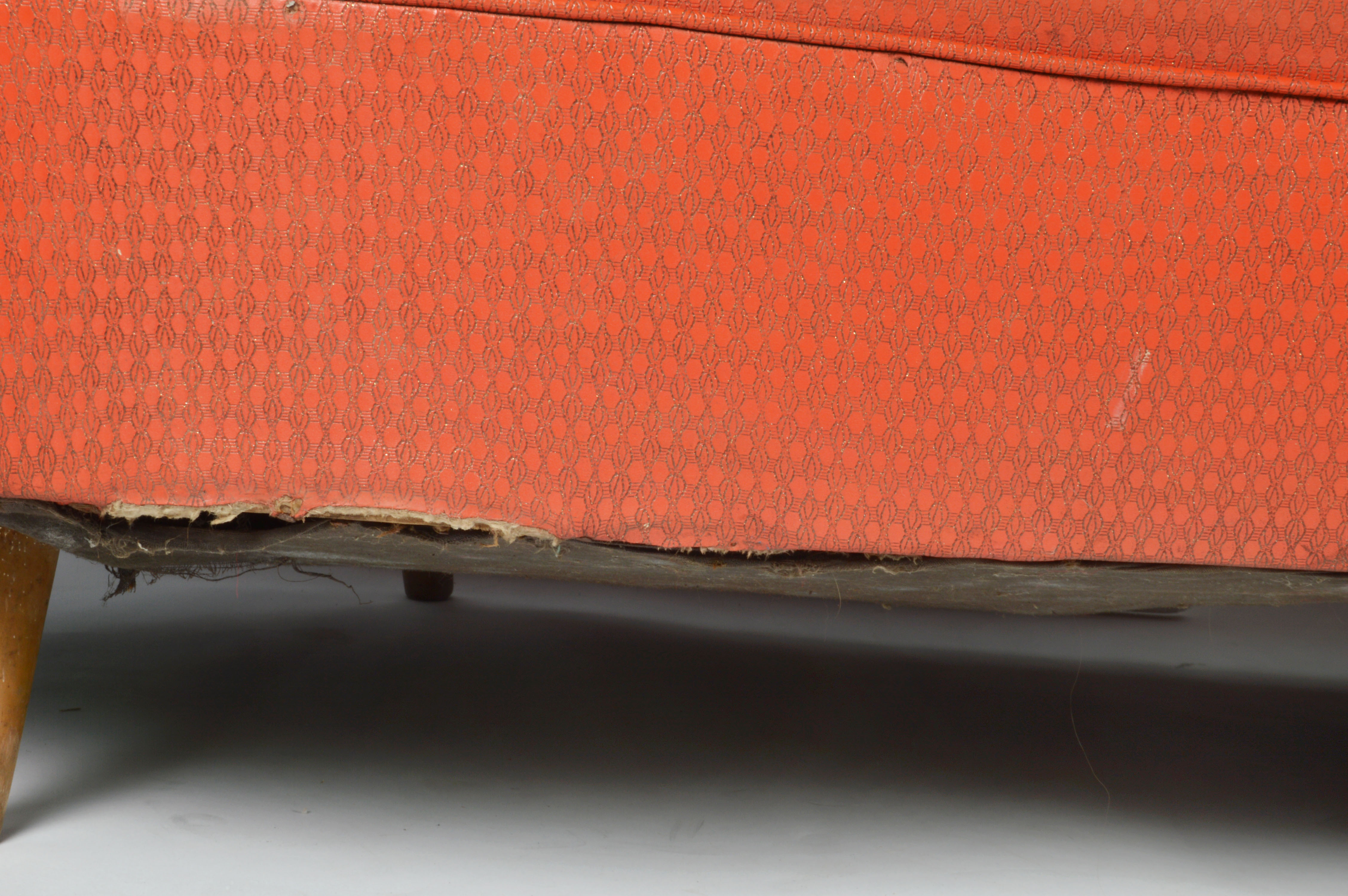 Vintage 1950s Red Vinyl Sectional Sofa