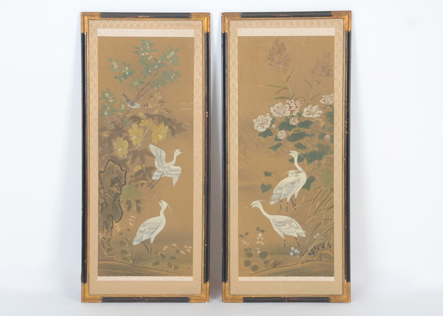 Pair of Japanese Ink on Silk Paintings