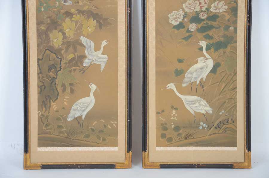 Pair of Japanese Ink on Silk Paintings