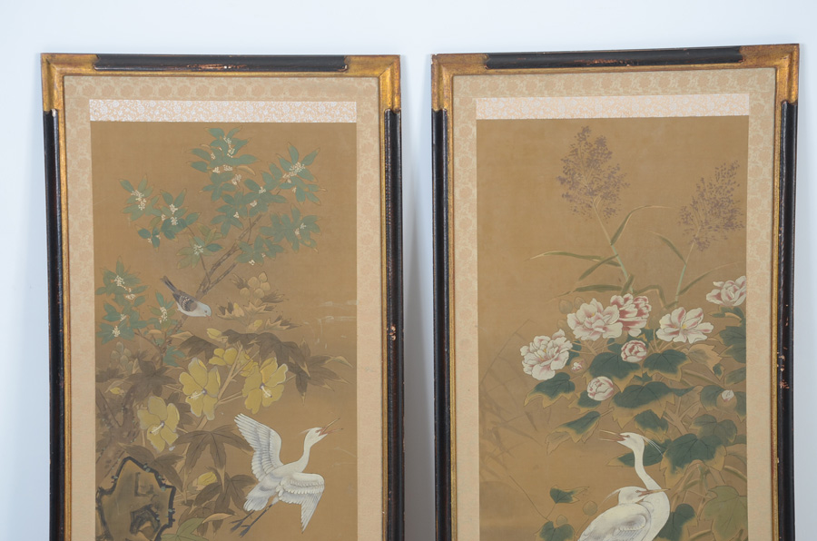 Pair of Japanese Ink on Silk Paintings
