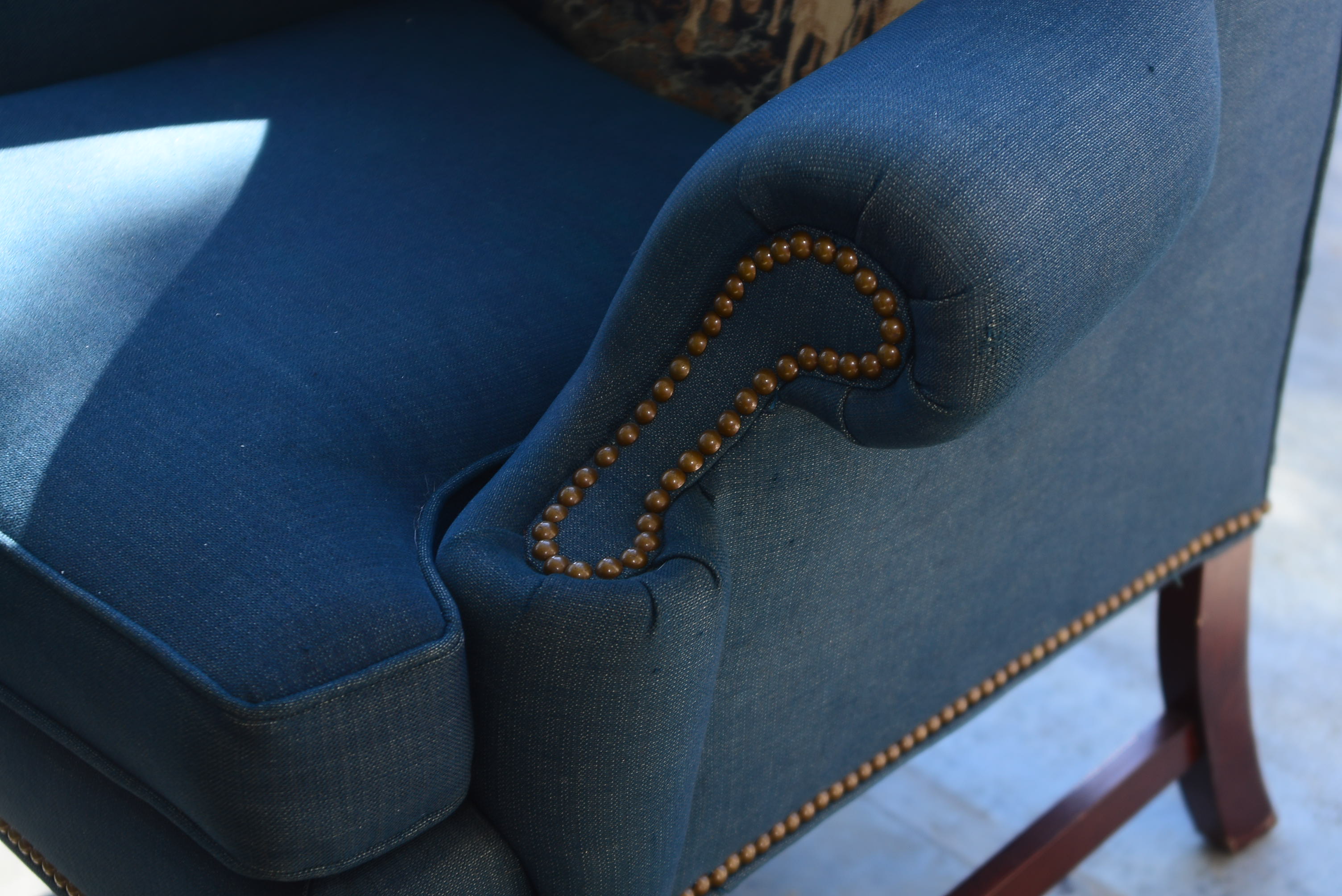 Large Fireside Fox Hunt Scene Wingback Chair