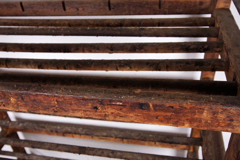 Antique Rustic Wooden Rolling Baker's Rack